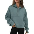 thumbnail image 4 of Zipper Hoodies Sweatshirts With Pocket Loose Sport Tops Long Sleeve Pullover Sweaters Winter Fall Outfits Women Clothing, 4 of 11