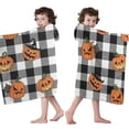 thumbnail image 4 of Checkered Halloween Pumpkin Pattern Hooded Bath Towel，50"x30" for Ages 3 To 12 Kids, Quick Dry Lightweight Soft Microfiber Hood Beach Towel Cover Up for Kids, 4 of 7