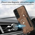 thumbnail image 5 of Phone Case for Samsung Galaxy S22 5G Wallet Cover with Tempered Glass Screen Protector and Wrist Strap Lanyard RFID Credit Card Holder Ring Stand Cell Accessories S 22 22S 4G G5 6.1 inch Women Brown, 5 of 13