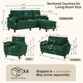 thumbnail image 2 of Jarenie Green L-Shaped Sleeper Sofa with Reversible Chaise & Storage Pockets – Perfect for Small Spaces, 2 of 7
