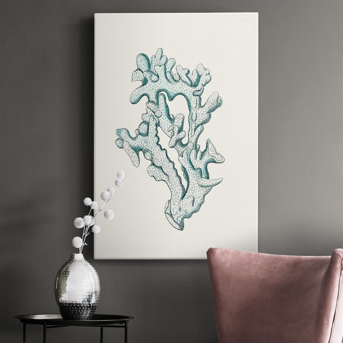Antique Coastal Coral IV Premium Gallery Wrapped Canvas - Ready to Hang
