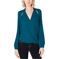 thumbnail image 1 of INC Blusa corta con sobrepelliz recortada para mujer, verde, extragrande I-N-C parte superior de la cosecha, 1 of 2