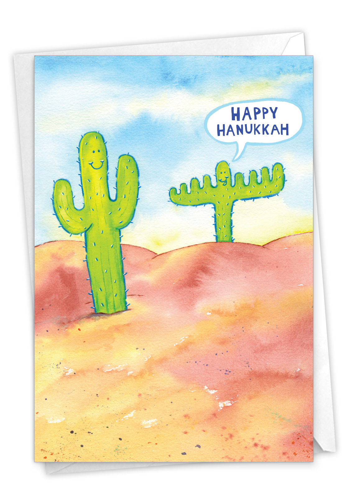 Funny Cactus Hanukkah Greeting Card Menorah Religious Humor, Gift for Hanukkah Holiday