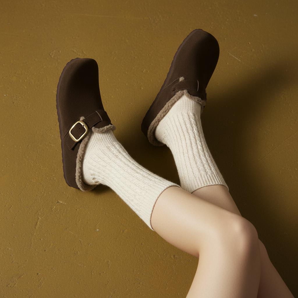 Cushionaire Haven Faux Fur-Lined Leather Clog photo 2