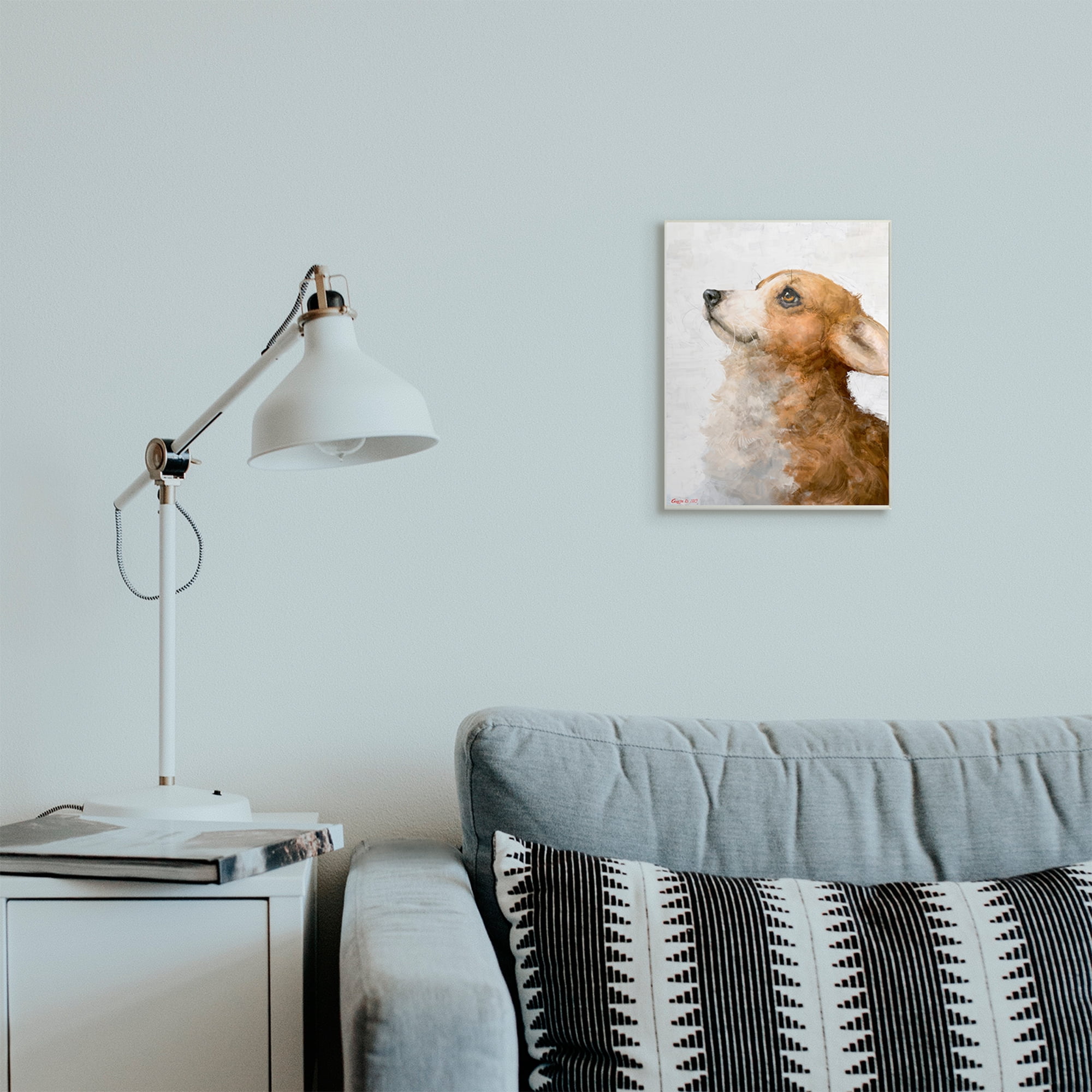Stupell Industries Adorable Corgi Puppy Portrait Pet Dog Watercolor Wall Plaque, 10 x 15, Design by George Dyachenko