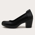 thumbnail image 3 of Pennysue Women's Low Chunky Heel Pumps Black Closed Toe Shoes 8M, 3 of 7
