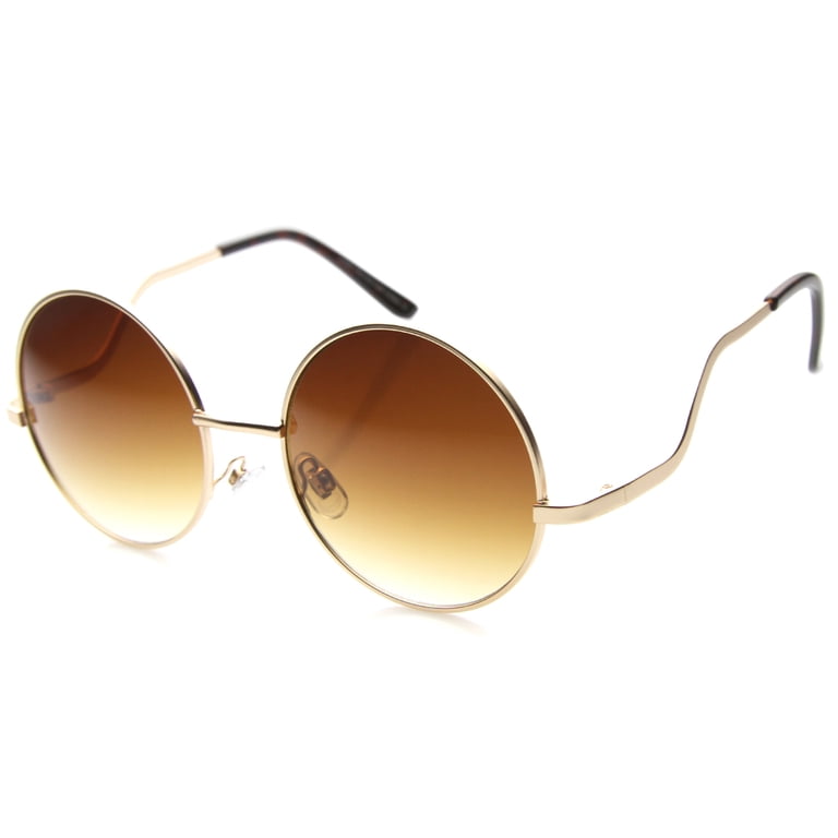 Womens Metal Round Sunglasses With UV400 Protected Gradient  display picture 3