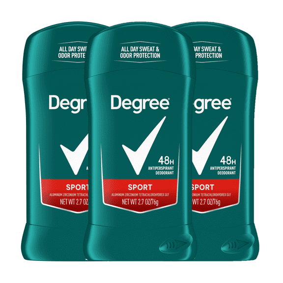 Degree Men Original Protection Antiperspirant Deodorant 48-Hour Sweat and Odor Protection Sport Antiperspirant For Men, 2.7 oz 3 pack