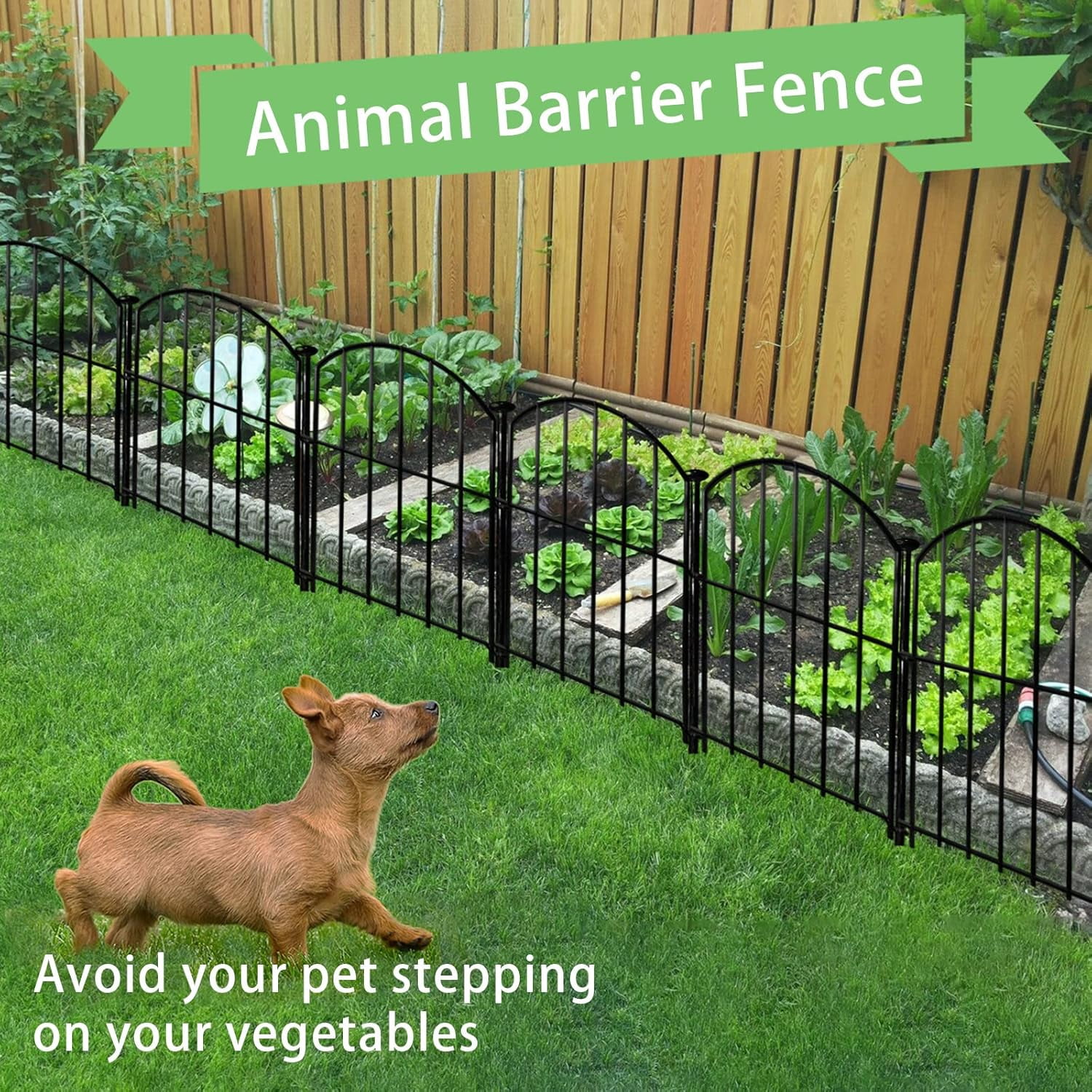 Blingluck Decorative Garden Fence 21in x26ft, 26 Pack Rustproof Metal No Dig Fence for Dog, up to 26 ft Coverage Area