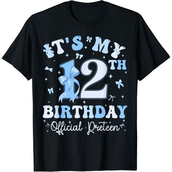Blue Coquette Bow 12Th Birthday Era T Shirt Size S-5XL
