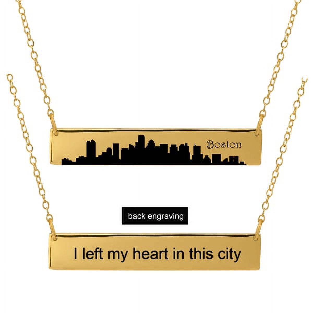 Personalized Sterling Silver, Gold Plated, 10k or 14k City Skyline Bar Necklace With 18 inch Link Chain