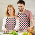 thumbnail image 5 of Red Black White Checkered Pattern Apron-Garden Aprons for Women with Pockets-Cotton Linen Waterproof Kitchen Cooking Gardening Aprons Adjustable for Kitchen,Cooking,BBQ and Salon 33x27 Inch, 5 of 7