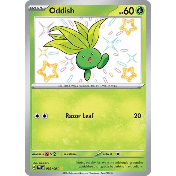 Pokemon Paldean Fates Oddish #92 (Shiny Rare)