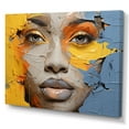 thumbnail image 2 of Designart "Vibrant Portrait Collage In Yellow And Blue" African American Art Canvas Art Print, 2 of 7