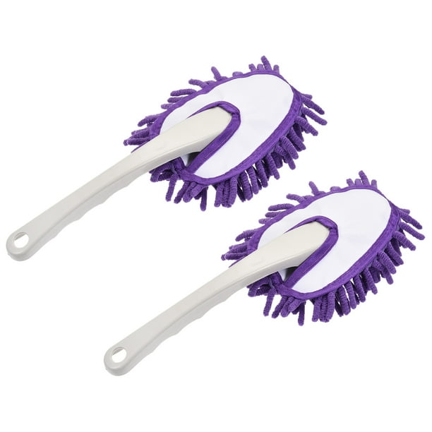 Microfibra Chenille Plumero Lavable Limpieza Cepillo Desempolvar Herramienta para Computadora, Teclado, Ventana, Muebles, Hogar, Cocina, Oficina, Púrpura, Paquetes de 2