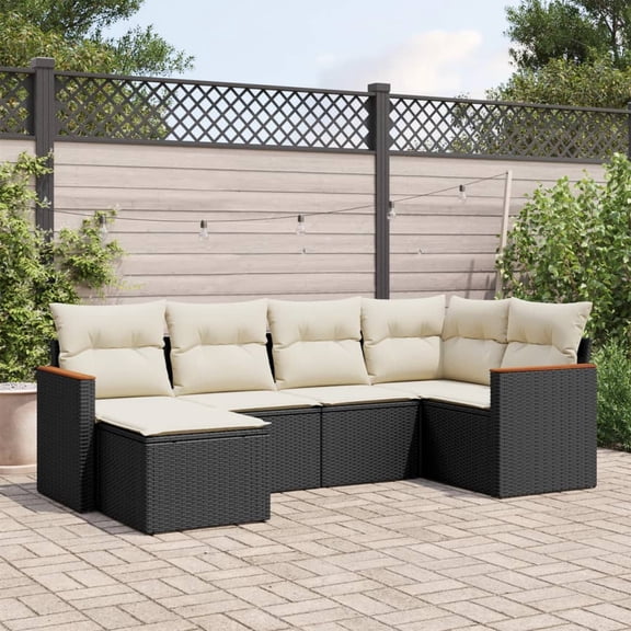 vidaXL Garden Sofa Set Black, Cream White