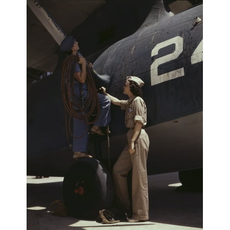 Women working on US Navy planes at the Naval Air Base in Corpus Christi Texas Poster Print by Stocktrek