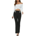 thumbnail image 2 of INSPIRE CHIC Women's Work Office Elastic High Waist Long Bell Bottom Long Pants XS Black, 2 of 5
