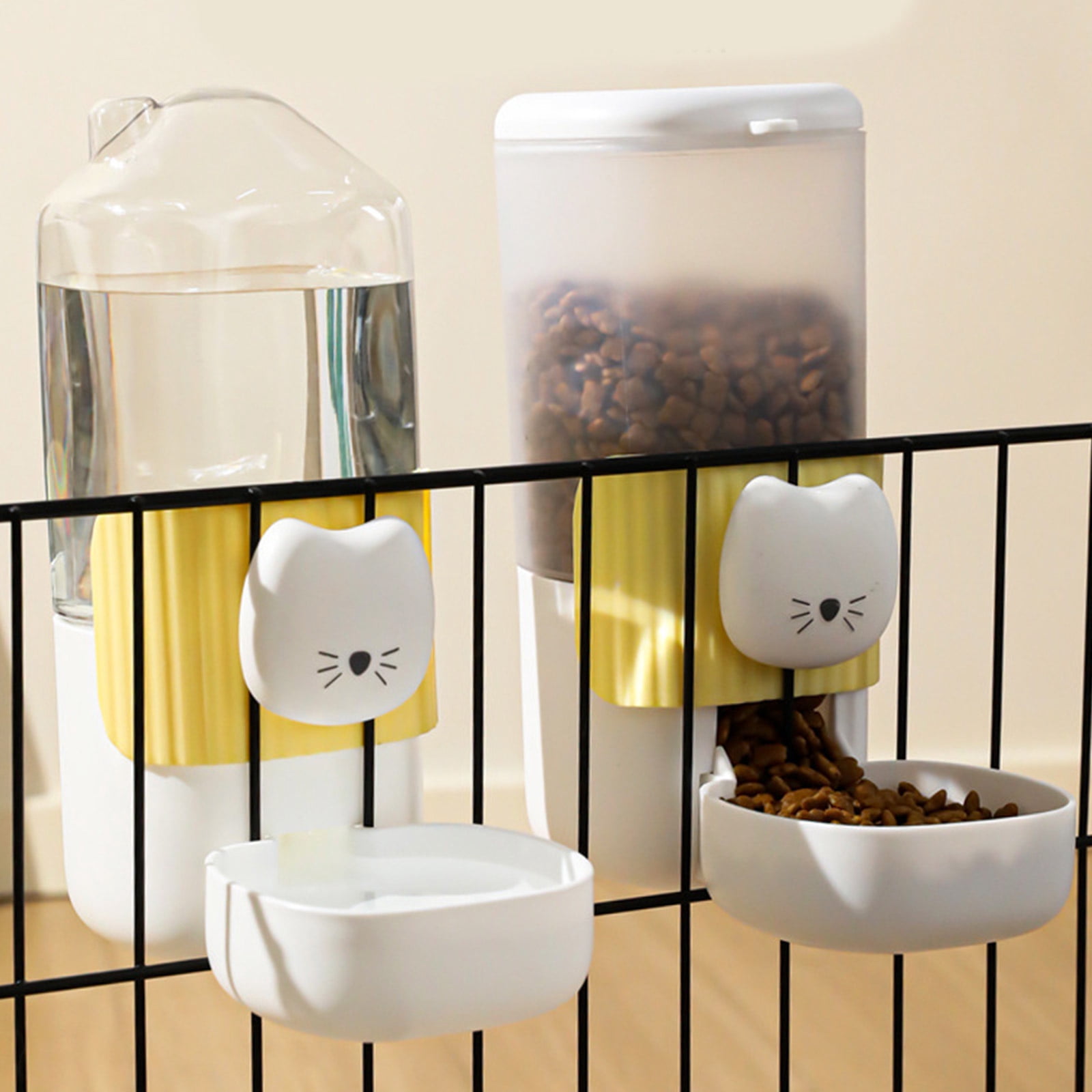 Automatic Dog Feeder Water Dispenser With Cartoon Cats Face Safe PP Easy Installation For Busy Owner Home Decors