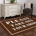 thumbnail image 4 of Brown Letter Area Rug 3x5 FT, Non Slip Entryway Bedside Carpet, Modern Minimalist White Text Striped Washable Soft Floor Carpet Indoor Mat Non-Shedding Throw Rug for Dorm Kitchen Home Office, 4 of 9