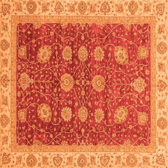 Ahgly Company Indoor Square Oriental Orange Traditional Area Rugs, 6' Square