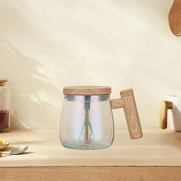 Taza mezcladora eléctrica BLESIY 400ml con tapa y mango de madera