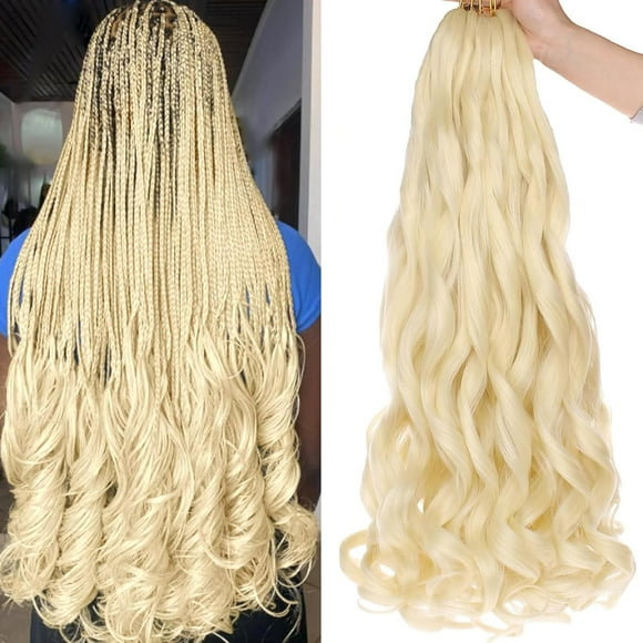 shiyou-6 Packs 613 French Curl Braiding Hair 16 inch Blonde French curls Braiding Hair Pre Stretched Bouncy Loose Wavy French Curly Braiding Hair Synthetic French Curl Braids(60g/pack)