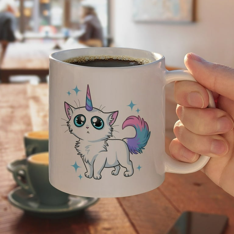 Cat Unicorn White Mug, Size: 11 oz