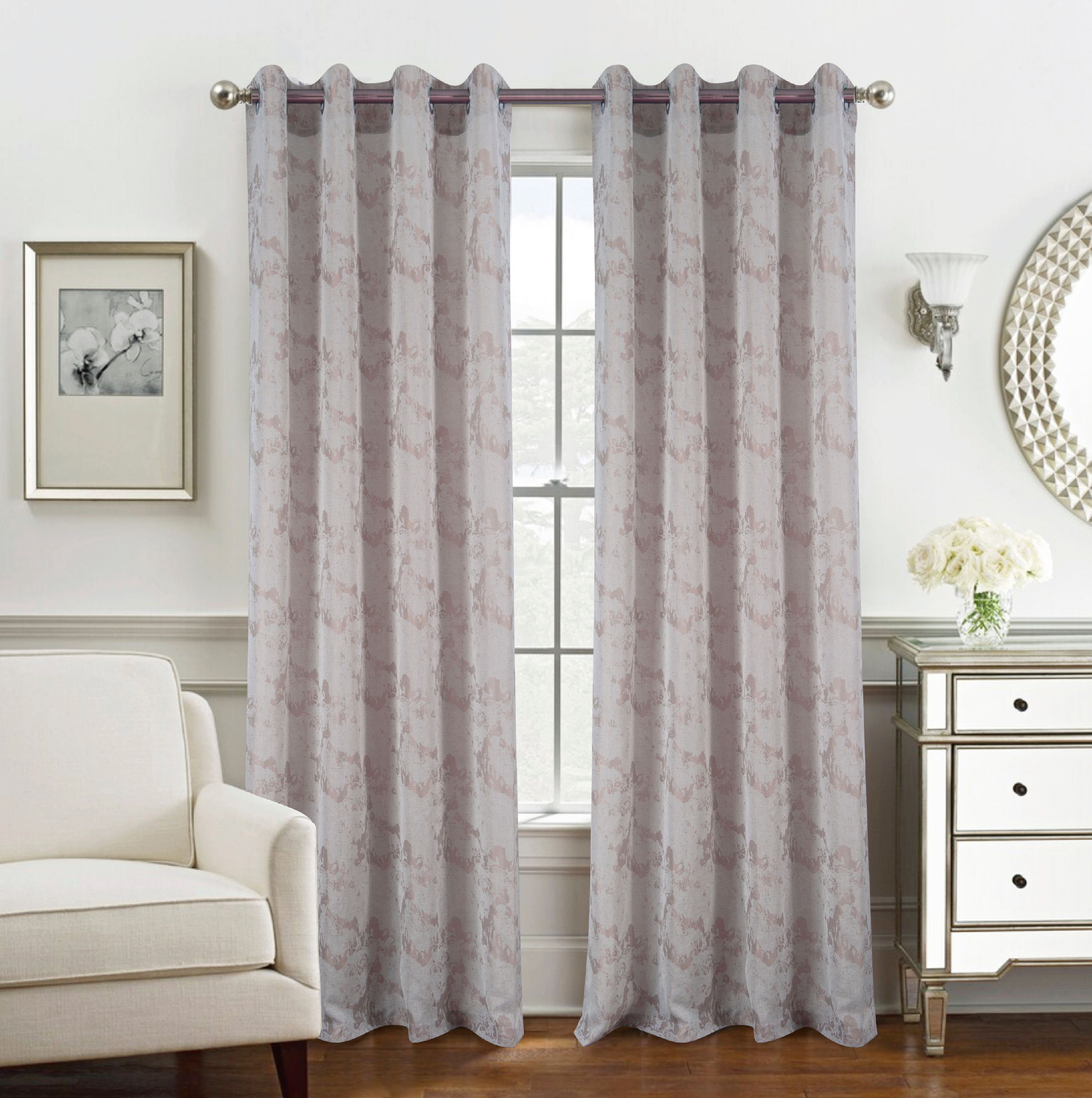 Olivia Gray Tirano Two Tone Jacquard 54 x 90 in. Grommet Curtain Panel