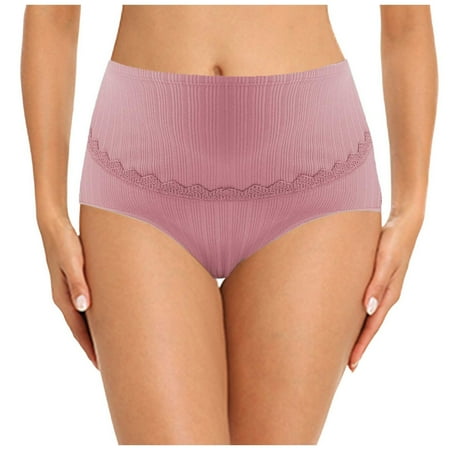 BYHONG Women Comfortable High Waist Maternity Panties Large Size Breathable Belly Support Adjustable Pregnancy Lace Ribbed Briefs Women s Panties Hot Pink XXXL