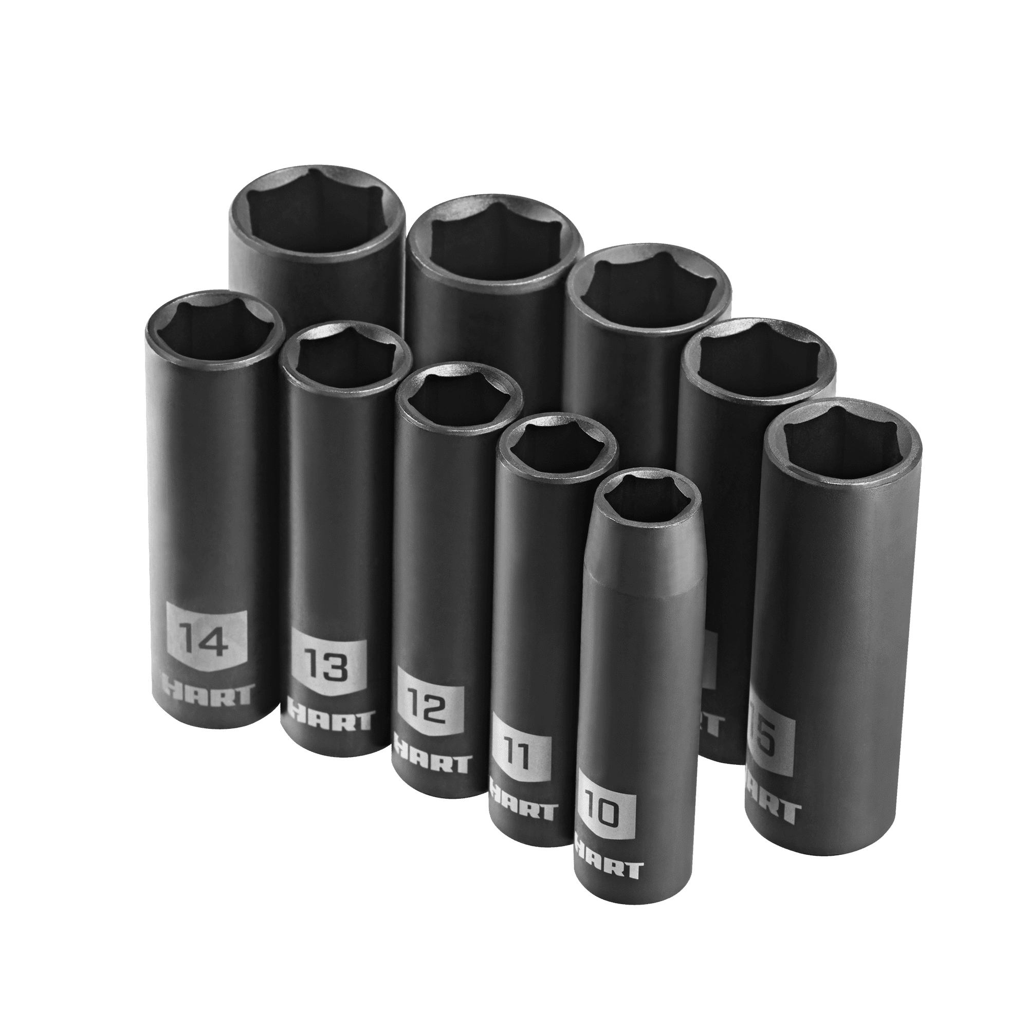 HART 10-Piece 3/8-inch Drive MM Impact Socket Set, Chrome Vanadium with Storage Case