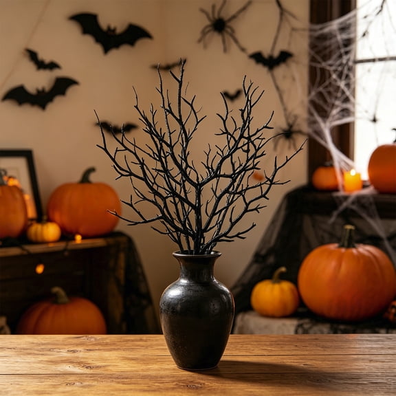 Black Artificial Dead Tree Branches, Plastic Halloween Twigs for Party Yard Vase Props Indoor Outdoor
