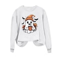 thumbnail image 4 of Women's Ghost Graphic Sweatshirts Halloween Long Sleeve Crew Neck Sweater Funny Cute Trendy Fall Sweat Shirts Tops Red, 2XL, 4 of 6