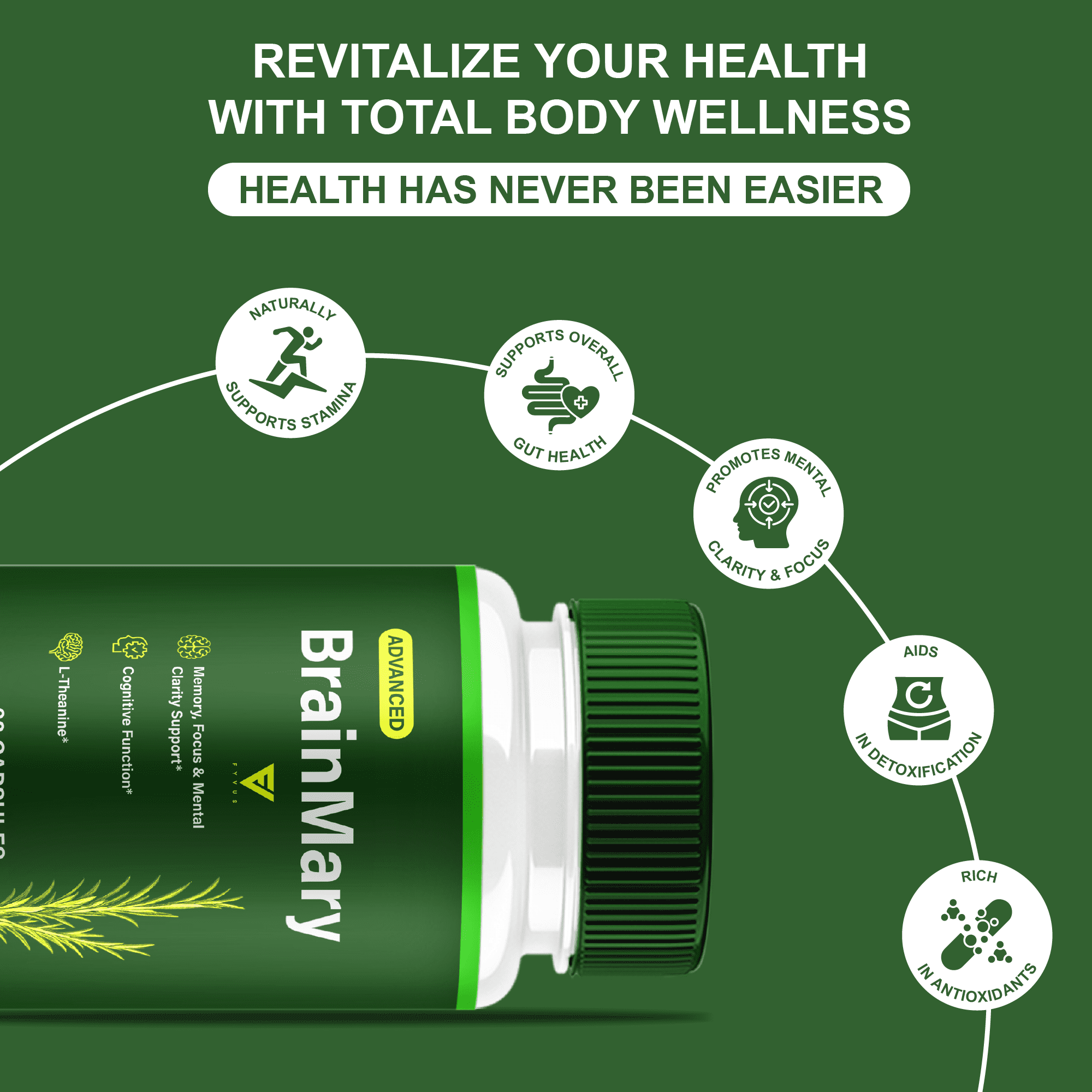 (3 Pack) Brain Mary Advanced Formula, BrainMary Nootropic Support (180 Capsules)