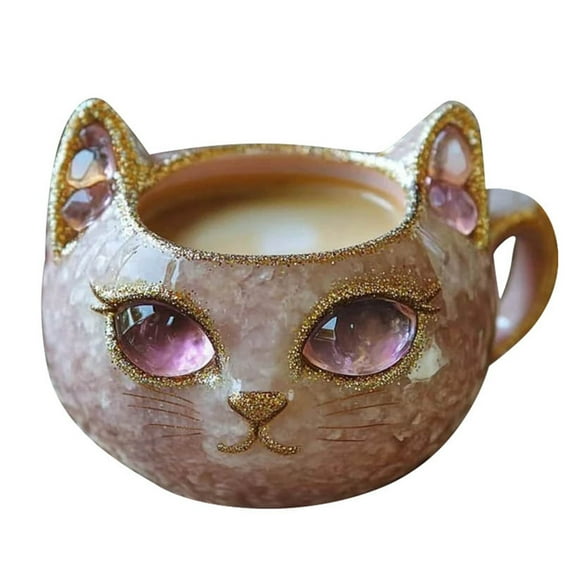 Cute Cat Resin Water Cup For Indoor Use Leak Proof Durable Drinking Glass Lightweight Tea Coffee Mug Vegan Mug Set Goblets Glassware Acrylic Drinking Glasses Set Coffee Cups Big Tumbler Cups Glass