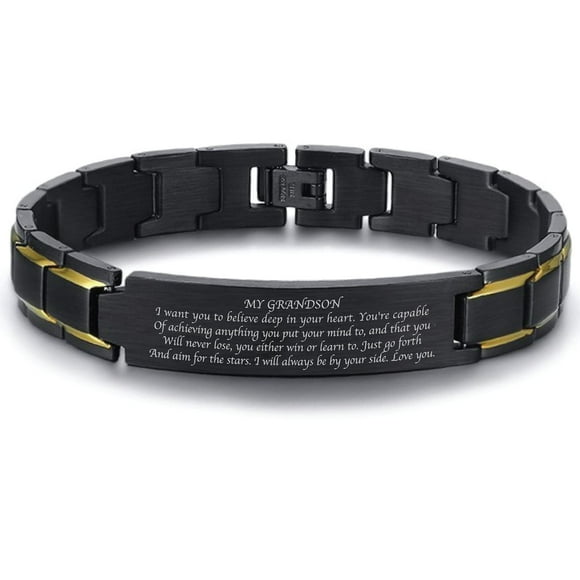 MakeAGift. To My Grandson Bracelet. You're capable of achieving anything. Black Stainless Steel Bracelet. Grandsons Gifts From Grandmother. Birthday Gift To Grandson From Grandparents. Christmas gift.