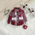 thumbnail image 2 of Otqutp Toddler Snow Wear Boys Girls Spring Fall New Long Sleeve Plaid Shirt Jacket Outwear with Pockets Fall Winter Casual Tops Kids School Coat(Wine,3-6 Months), 2 of 9