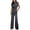 Dark Gray, variant on Women's Dressy Casual Outfits 2025 Summer Cap Sleeve V Neck Ruched Irregular Blouse Tops Wide Leg Long Pant Sets, Casual Work Vacation Suits Sweat Suits Lady Black L