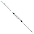 thumbnail image 3 of Gem Stone King 925 Silver and 10K Yellow Gold White Moissanite and Blue Sapphire and White Lab Grown Diamond Bracelet for Women (2.69 Cttw, Gemstone, Asscher Cut 6MM, 6.5 inches, Made in Italy), 3 of 4