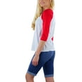 thumbnail image 5 of ToBeInStyle Women's Classic Cotton Baseball T-Shirts - White/Red - Medium, 5 of 6