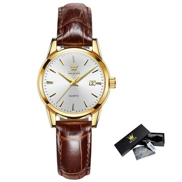 OLEVS Top Brand Quartz Women Watches Waterproof Leather Strap Fashion Women Watch Date Clock Gift for Women