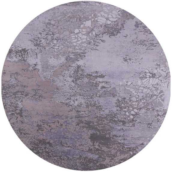Ahgly Company Machine Washable Indoor Round Industrial Modern Purple Area Rugs, 3' Round