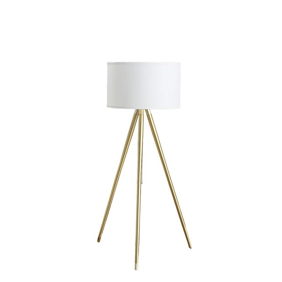 Ore International 64" -47"H Adjustable Height Brass/Shiny Gold Modern Tripod Floor Lamp