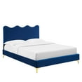 thumbnail image 2 of Modway Current Performance Velvet King Platform Bed in Navy, 2 of 10