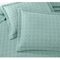 thumbnail image 4 of Chezmoi Collection Vert 3-Piece 100% Cotton Quilt Set King Size, Aqua, Modern Basketweave Stitched Quilt Lightweight Washed Cotton Bedspread for All Season, 4 of 9