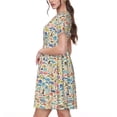 thumbnail image 2 of Easygdp Famous Places para Vestido Transpirable de Mujer, Vestido Suelto de Manga Corta con Pliegues y Bolsillos para el Verano, 2 of 6