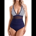 thumbnail image 1 of Traje de Baño de con Control de Abdomen para Mujer, Push Up, Cintura Alta. Azul y Rayas XXL, 1 of 9