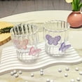 thumbnail image 5 of Ribbed Glass Cups, Vintage Drinking Glassware with Bow, Bubble Cups for Iced Coffee, Juice, Beverage, Milk, Cocktails, Juice , Bubble Tea, 5 of 7