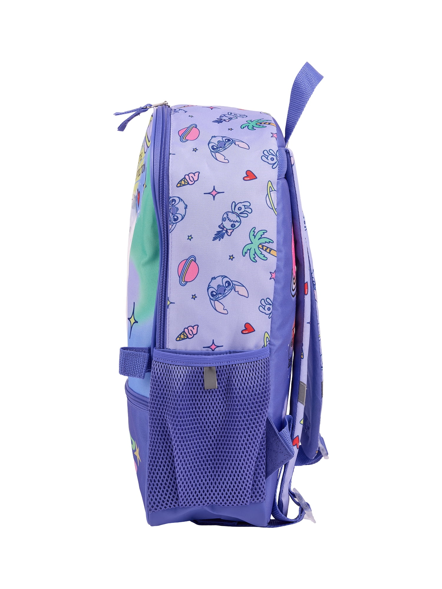 Disney Lilo & Stitch Girls 17" 2-Piece Backpack & Lunch Set with Scrump Keychain, Blue