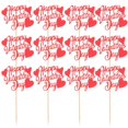 thumbnail image 4 of Red Valentine Cupcake Toppers Wooden Cake Picks for Decoration Lightweight and Delicate 20pcs, 4 of 5